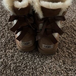 UGG Tan Boots with Dark Brown Bows